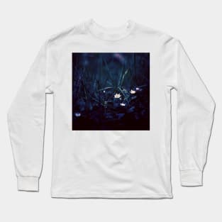 White Petal Flowers and Grass Long Sleeve T-Shirt